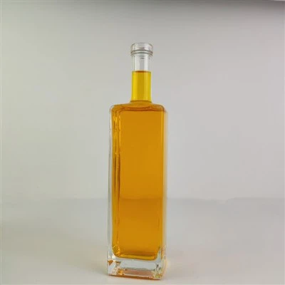 Sticla de lichior Super Clear de 750 ml, în formă pătrată, pentru gin cu vodcă cu whisky
